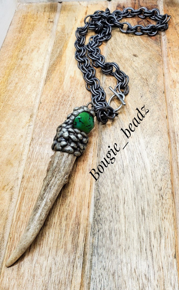 Turquoise soldered horn necklace