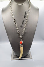 Load image into Gallery viewer, Red coral soldered horn necklace
